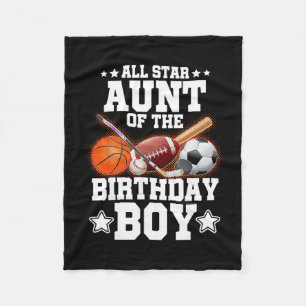 All Star Aunt Of The Birthday Boy Sketll Soccer Sp Fleece Blanket