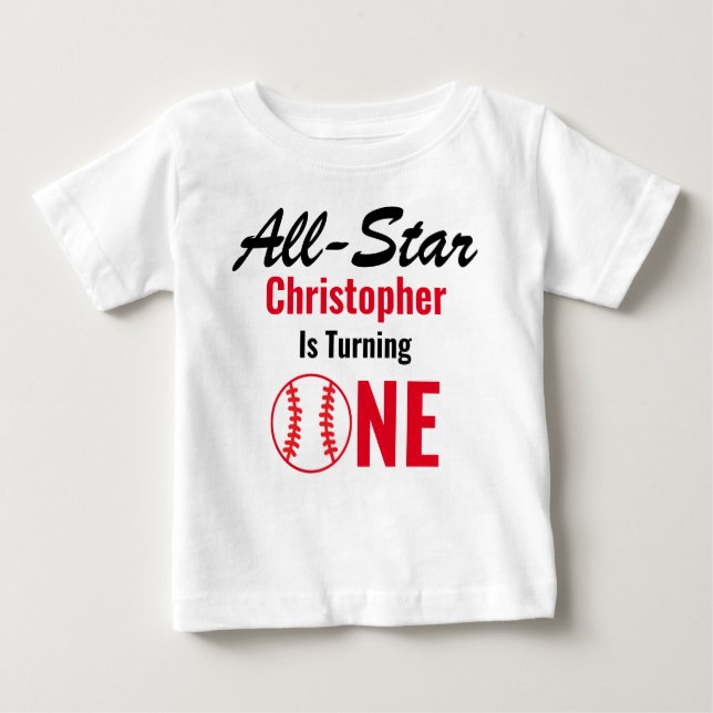 All Star Baseball 1st Birthday Baby T-Shirt (Front)