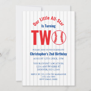 All-Star Baseball 2nd Birthday Invitation