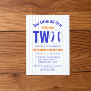 All-Star Baseball 2nd Birthday Invitation