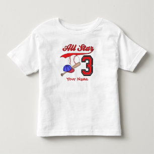 All Star Baseball 3rd Birthday Personalised Toddler T-Shirt