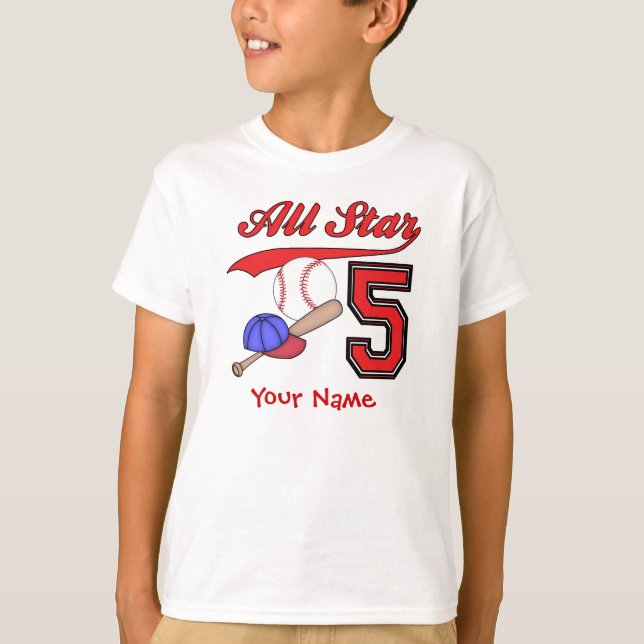 All Star Baseball 5th Birthday Personalised T-Shirt (Front)