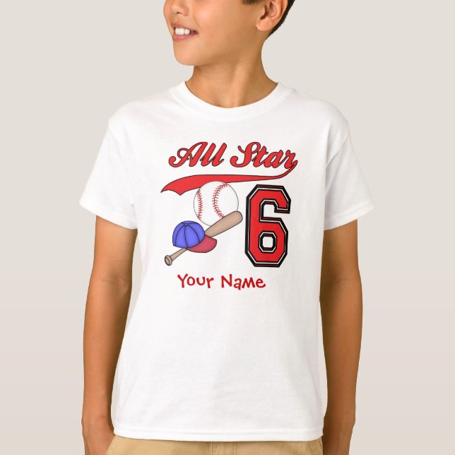 All Star Baseball 6th Birthday Personalised T-Shirt (Front)