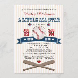 ALL STAR BASEBALL BABY SHOWER INVITATION