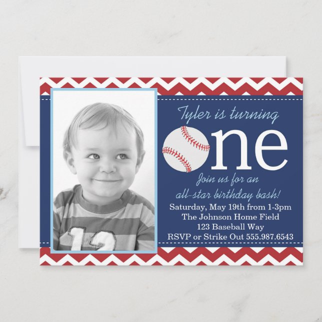 All-Star Baseball Birthday Bash Invitation (Front)