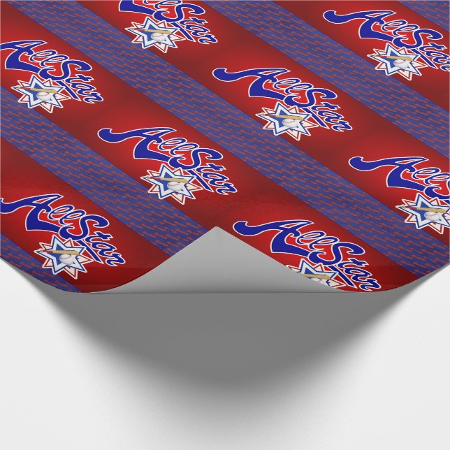 All Star Baseball Red and Blue Sports Theme Wrapping Paper (Corner)