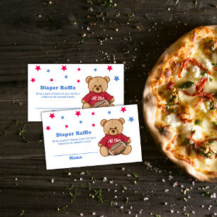 All Star Bear Football Diaper Raffle Baby Shower  Enclosure Card