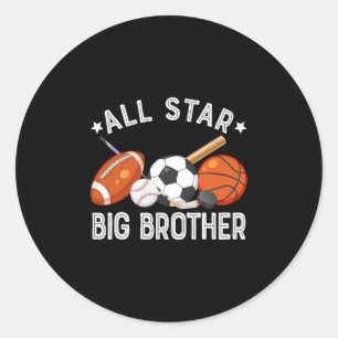 All Star Big Brother Of The Birthday Sketll Soccer Classic Round Sticker
