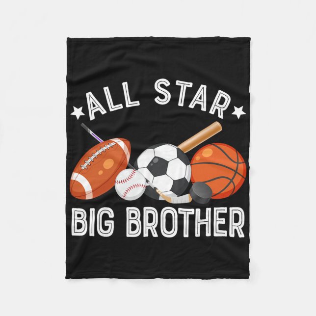 All Star Big Brother Of The Birthday Sketll Soccer Fleece Blanket (Front)