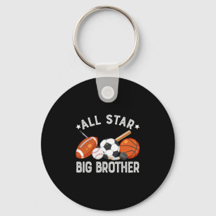 All Star Big Brother Of The Birthday Sketll Soccer Key Ring