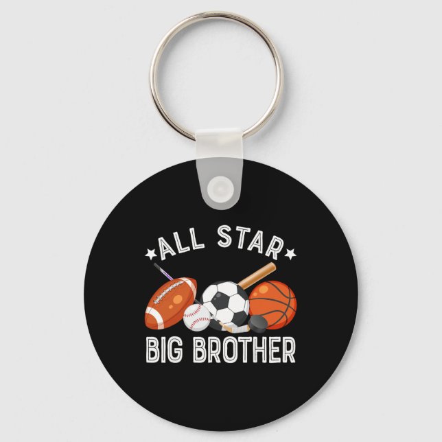 All Star Big Brother Of The Birthday Sketll Soccer Key Ring (Front)