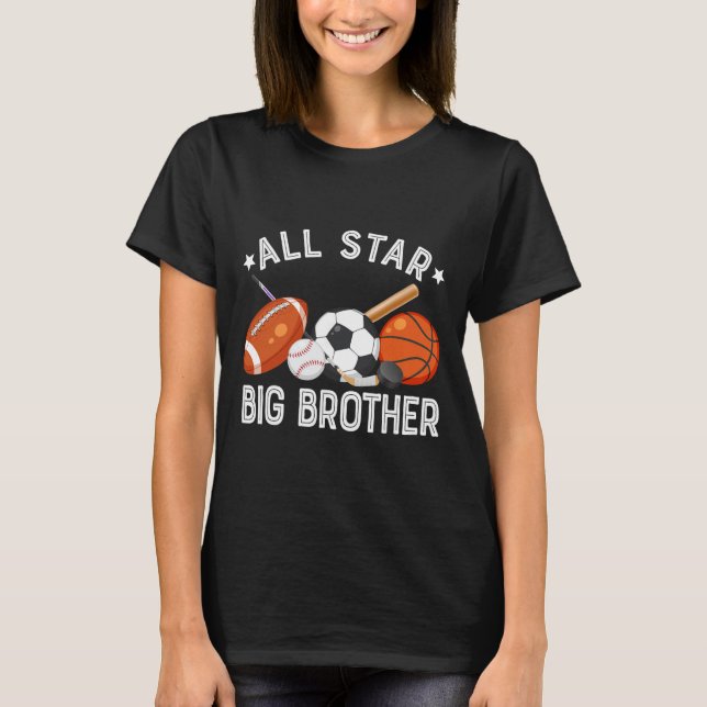 All Star Big Brother Of The Birthday Sketll Soccer T-Shirt (Front)