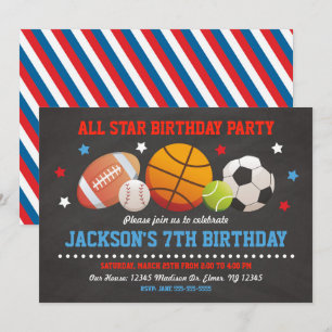 All Star Birthday Invitation for Boys