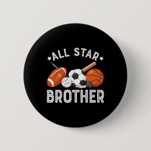 All Star Brother Of The Birthday Boy Sketll Soccer 6 Cm Round Badge