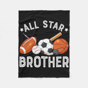 All Star Brother Of The Birthday Boy Sketll Soccer Fleece Blanket