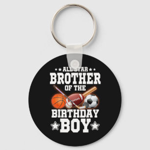 All Star Brother Of The Birthday Boy Sketll Soccer Key Ring