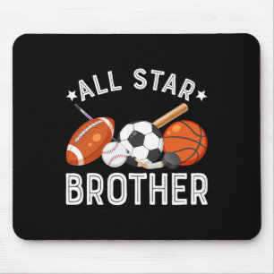 All Star Brother Of The Birthday Boy Sketll Soccer Mouse Pad