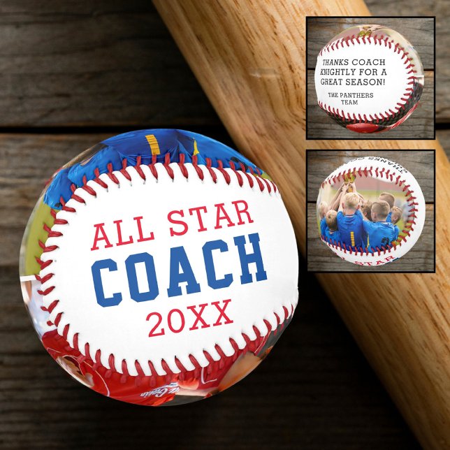ALL STAR COACH Thank You 2 Photo Personalised Baseball (Creator Uploaded)