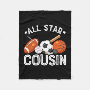 All Star Cousin Of The Birthday Boy Sketll Soccer Fleece Blanket