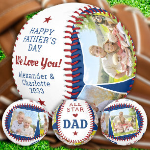 All Star DAD Custom 4 Photo Happy Father's Day Baseball