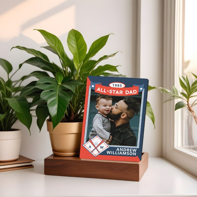 All Star Dad Custom Baseball Card Photo Keepsake Plaque (All Star Dad Custom Baseball Card Photo Keepsake Plaque)