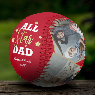 All-Star Dad Father's Day Photo Collage Red Baseball