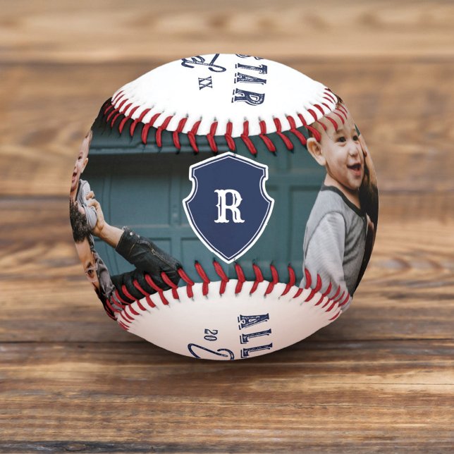 All Star Dad Gift For Dad Custom Photo & Monogram Baseball (Creator Uploaded)