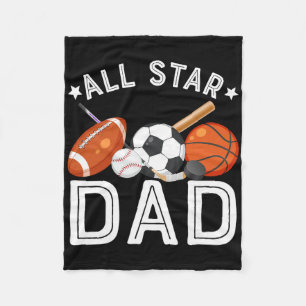 All Star Dad Of The Birthday Boy Basketball Soccer Fleece Blanket