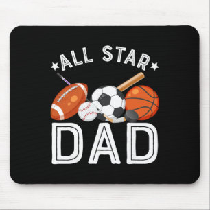 All Star Dad Of The Birthday Boy Basketball Soccer Mouse Pad