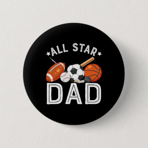 All Star Dad Of The Birthday Boy Sketll Soccer Spo 6 Cm Round Badge
