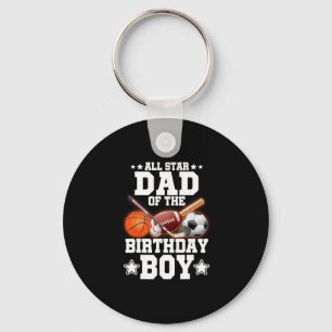 All Star Dad Of The Birthday Boy Sketll Soccer Spo Key Ring
