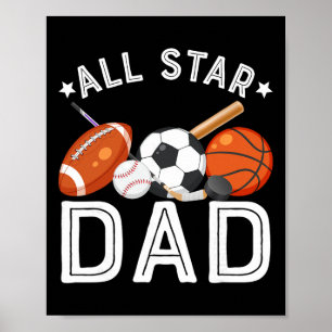 All Star Dad Of The Birthday Boy Sketll Soccer Spo Poster