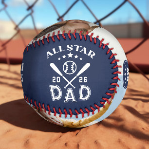All Star Dad Photo Monogram Baseball