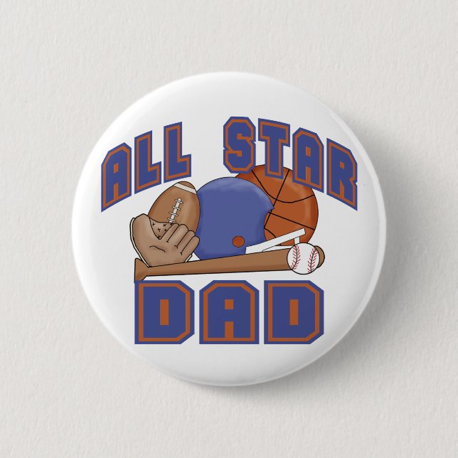 All Star Dad SPORTS 6 Cm Round Badge (Front)