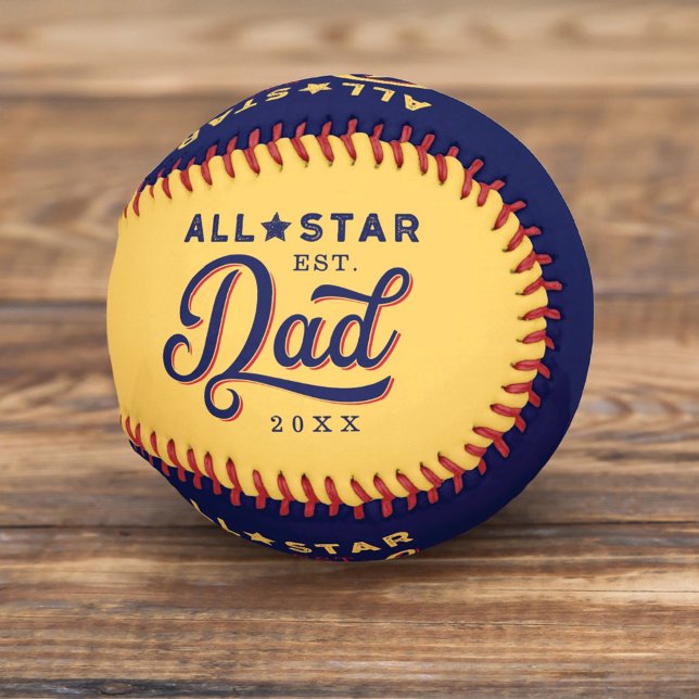 All-Star Dad, Yellow & Navy Bat & Monogram Baseball (Creator Uploaded)