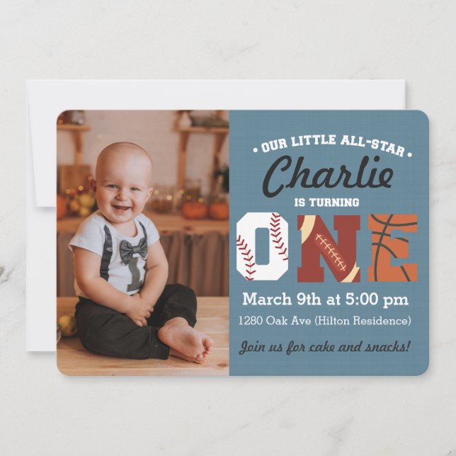 All-Star First Birthday Invitation (Front)