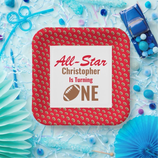 All Star Football 1st Birthday Paper Plate (Party)