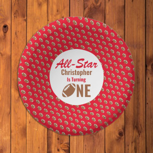 All Star Football 1st Birthday Paper Plate