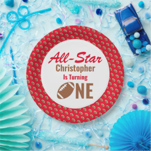 All Star Football 1st Birthday Paper Plate
