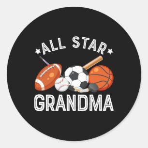 All Star Grandma Of The Birthday Boy Basketball So Classic Round Sticker