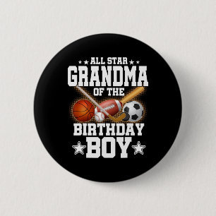 All Star Grandma Of The Birthday Boy Sketll Soccer 6 Cm Round Badge