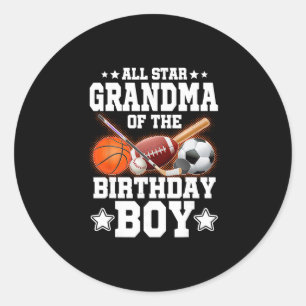 All Star Grandma Of The Birthday Boy Sketll Soccer Classic Round Sticker