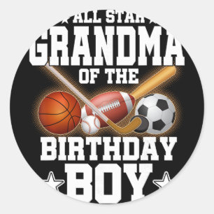 All Star Grandma Of The Birthday Boy Sketll Soccer Classic Round Sticker