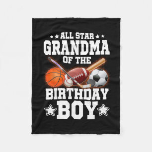 All Star Grandma Of The Birthday Boy Sketll Soccer Fleece Blanket