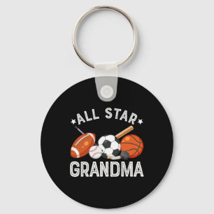All Star Grandma Of The Birthday Boy Sketll Soccer Key Ring