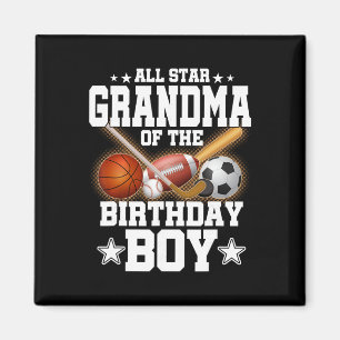 All Star Grandma Of The Birthday Boy Sketll Soccer Magnet