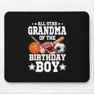 All Star Grandma Of The Birthday Boy Sketll Soccer Mouse Pad