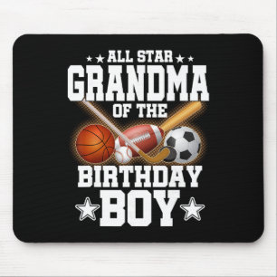 All Star Grandma Of The Birthday Boy Sketll Soccer Mouse Pad
