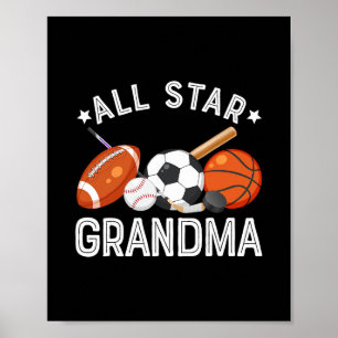 All Star Grandma Of The Birthday Boy Sketll Soccer Poster