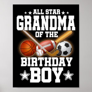 All Star Grandma Of The Birthday Boy Sketll Soccer Poster